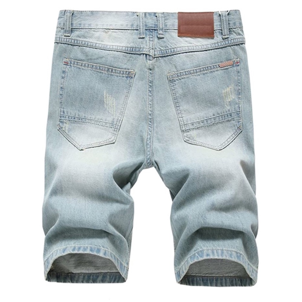 006-5 NEW Men’s Light Wash Distressed Denim Shorts - Picture 2 of 2